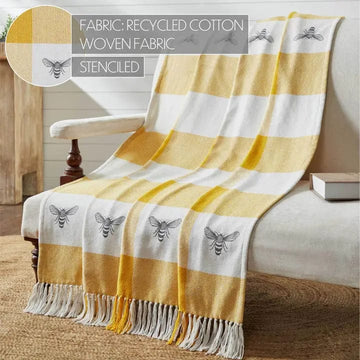 FAIRE - VHC Brands Blankets Buzzy Bee Woven Honey Bee Throw Blanket 50x60